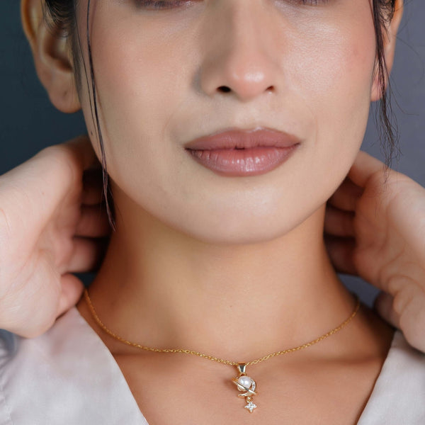 Lunar Pearl Pendant Necklace