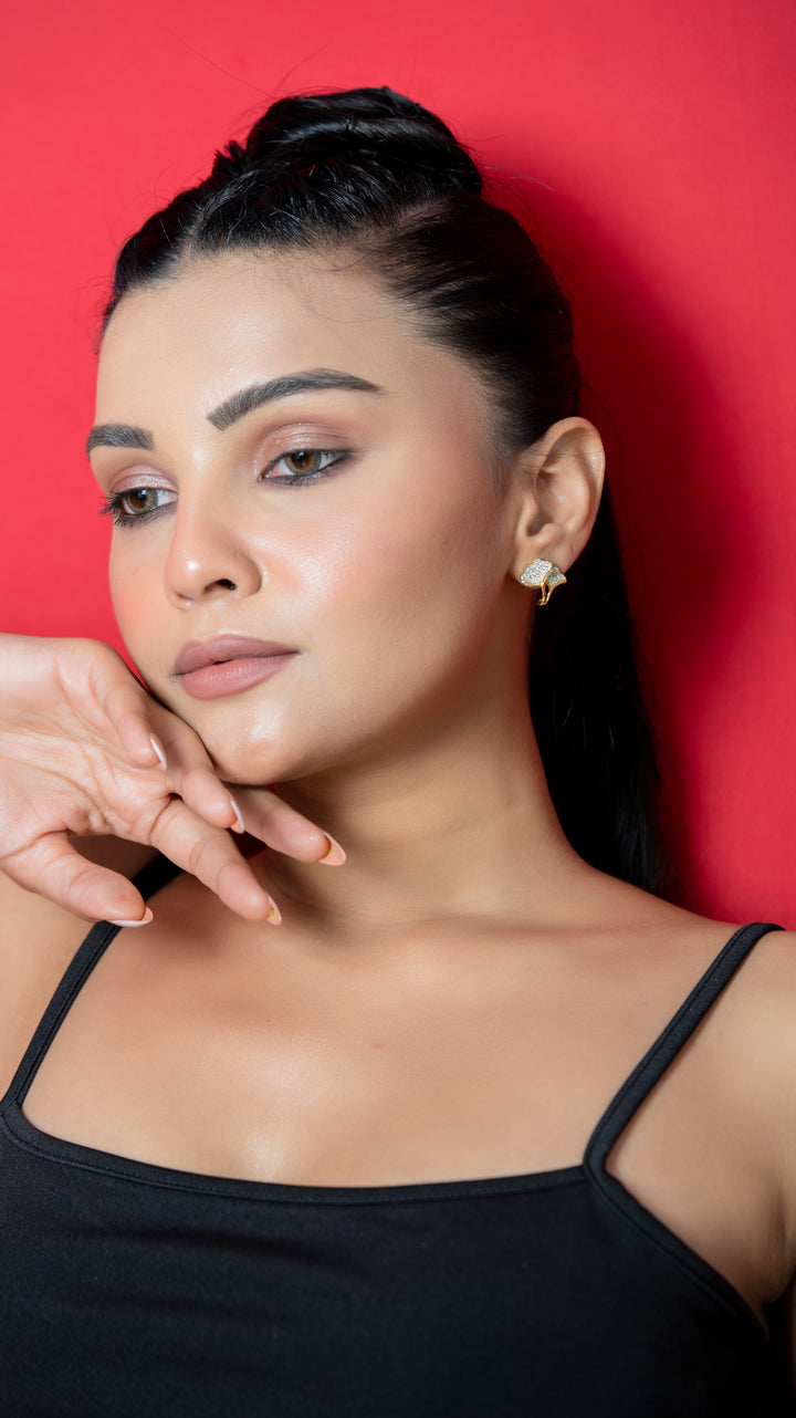 Leaf Diamond Stud Earrings