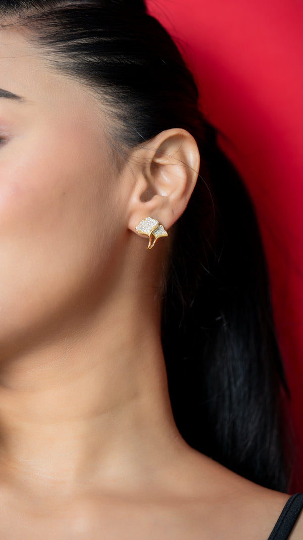 Leaf Diamond Stud Earrings