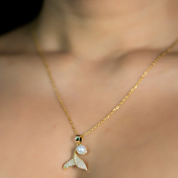 Mermaid Tail Charm Gold Necklace