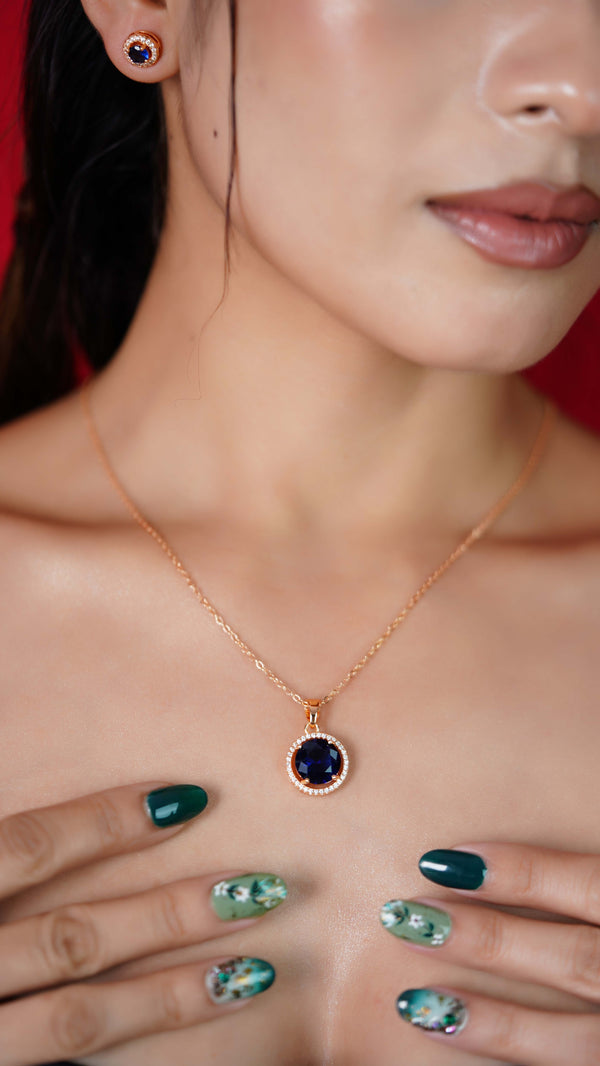Sapphire and Diamond Necklace and Earrings Set