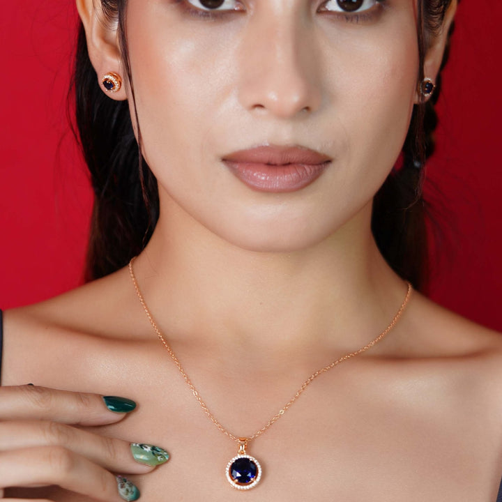 Sapphire and Diamond Necklace and Earrings Set