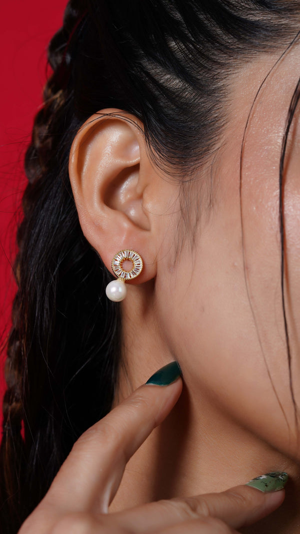 Pearl and Diamond Stud Earrings