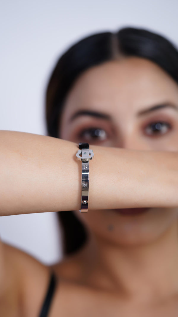 Silver and Black Cuff Bracelet