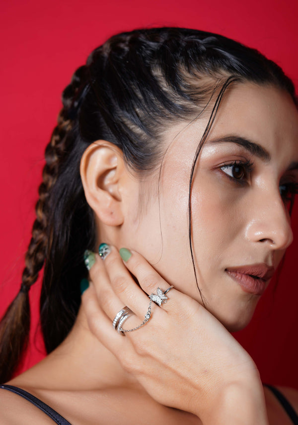 Butterfly Double Adjustable Ring