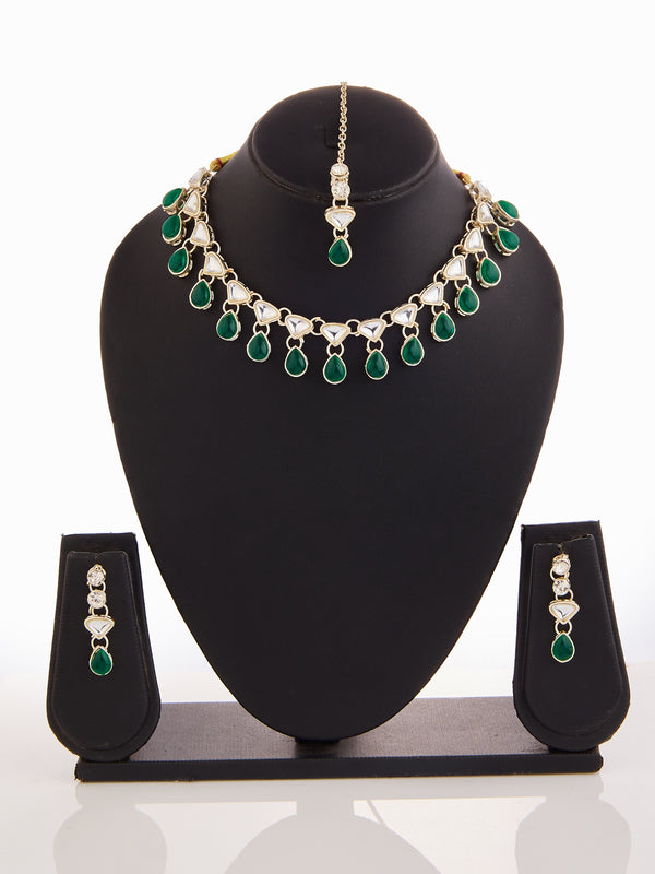 Emerald Majesty Kundan Necklace Set