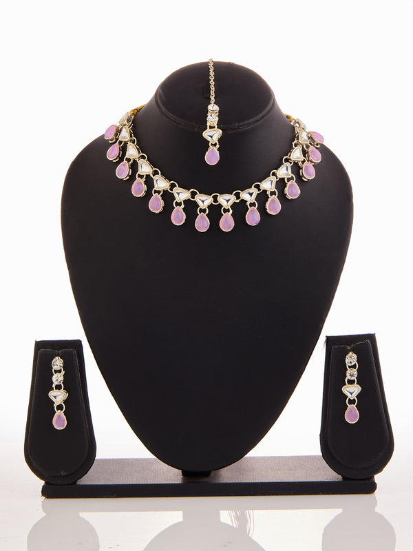 Blush Pink Kundan Necklace Set