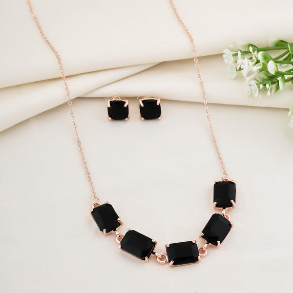 Midnight Elegance Rose Gold Jewelry Set