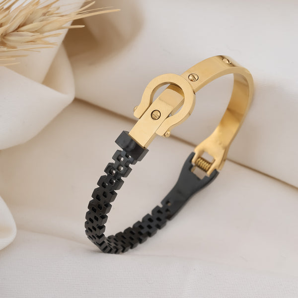 Gold and Black Cuff Bracelet