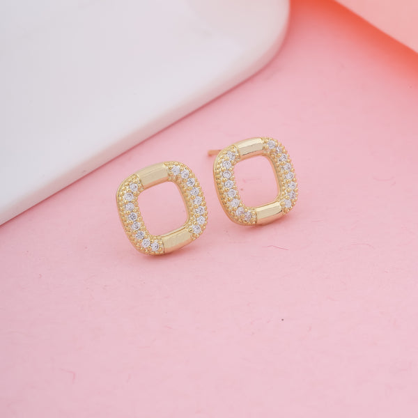 Diamond Square Stud Earrings