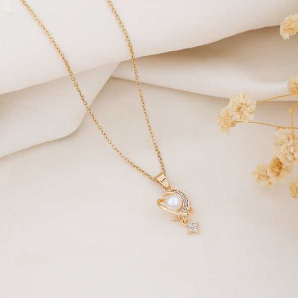 Lunar Pearl Pendant Necklace