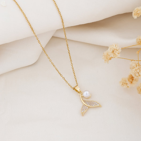 Mermaid Tail Charm Gold Necklace