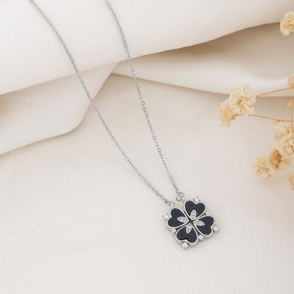 Black Onyx Four-Leaf Clover Necklace