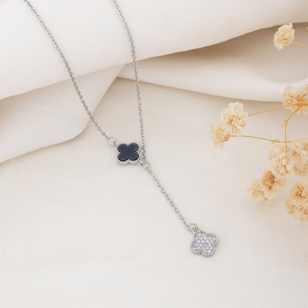 Onyx and Diamond Drop Necklace