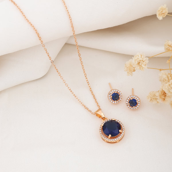 Sapphire and Diamond Necklace and Earrings Set