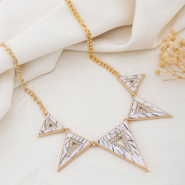 White Triangle Gold Necklace