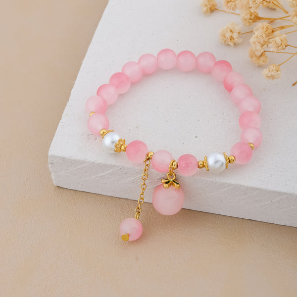 Pink Bow Beaded Bracelet