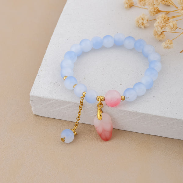 Blue and Pink Heart Beaded Bracelet