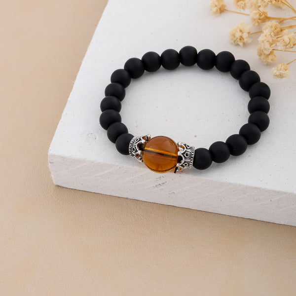 The Black Onyx and Tiger Eye Beaded Bracelet