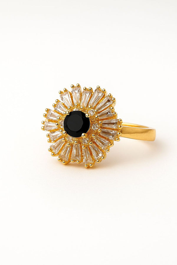 Midnight Sunburst Adjustable Ring